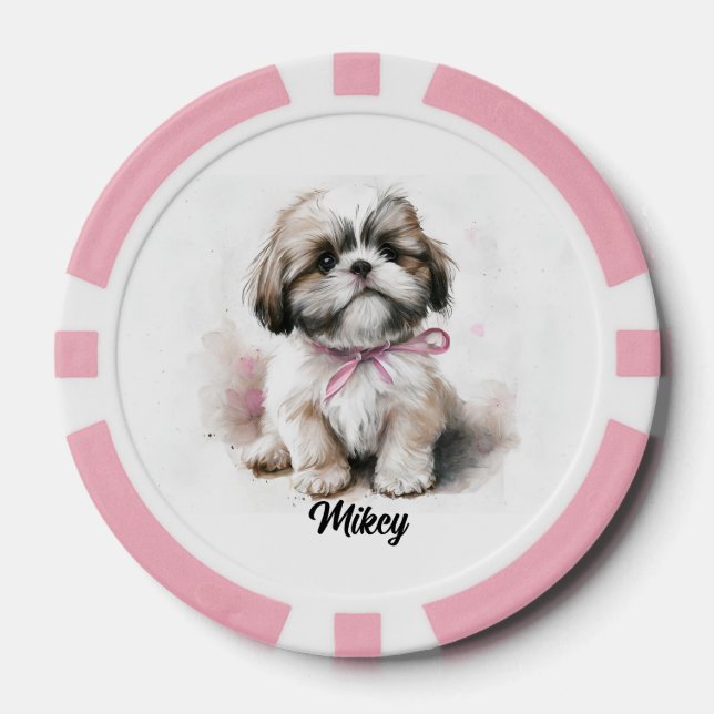 Fichas De Póquer Ilustracion de perro lindo - Shih Tzu (Anverso)