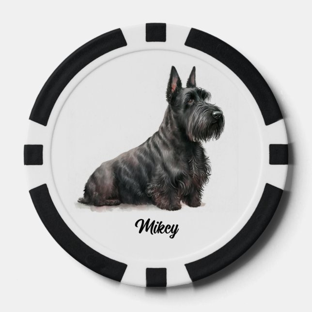 Fichas De Póquer Ilustración de perro lindo - Terrier Escocés (Anverso)
