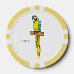 Fichas De Póquer Ilustracion de personalizado de aves de macao azul