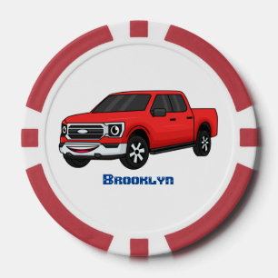 Fichas De Póquer Ilustracion de personalizado de camioneta roja