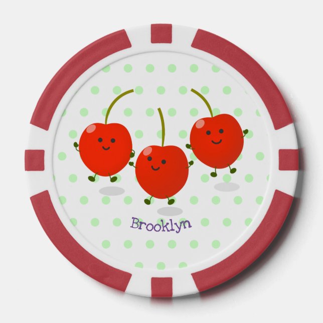 Fichas De Póquer Ilustracion de personalizado de cerezas rojas de s (Anverso)