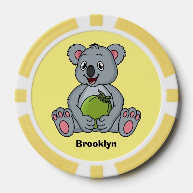 Fichas De Póquer Ilustracion de personalizado de coco y koala cuta (Anverso)