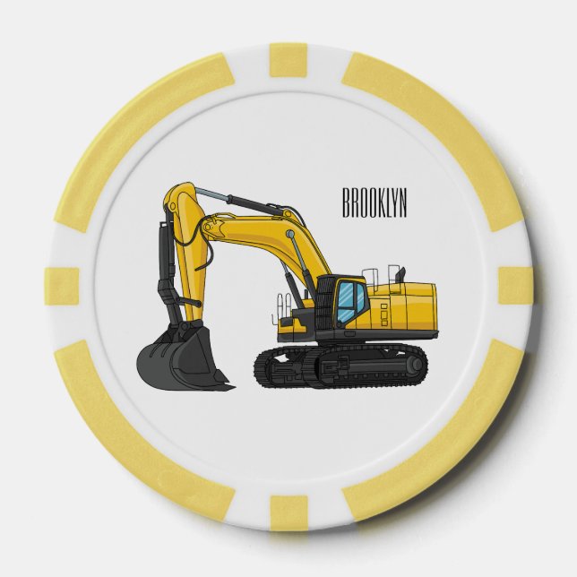 Fichas De Póquer Ilustracion de personalizado de excavadora de rast (Anverso)