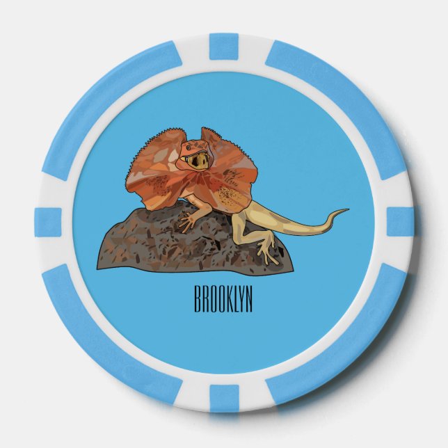 Fichas De Póquer Ilustracion de personalizado de lagarto de cuello  (Anverso)