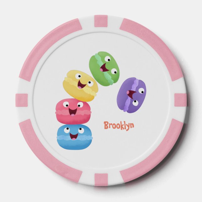 Fichas De Póquer Ilustracion de personalizado de macarons graciosos (Anverso)