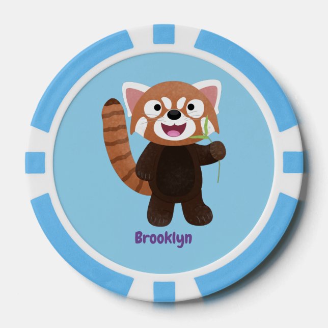 Fichas De Póquer Ilustracion de personalizado de panda rojo (Anverso)