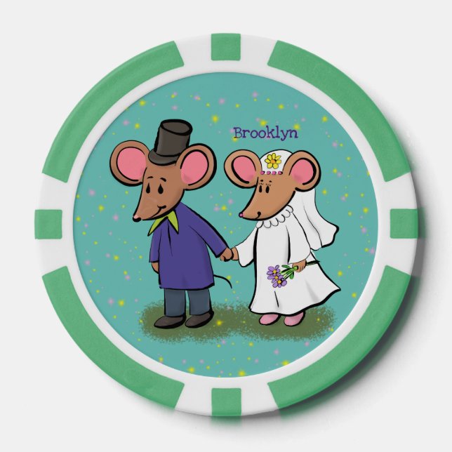 Fichas De Póquer Ilustracion de personalizado de pareja de ratones (Anverso)