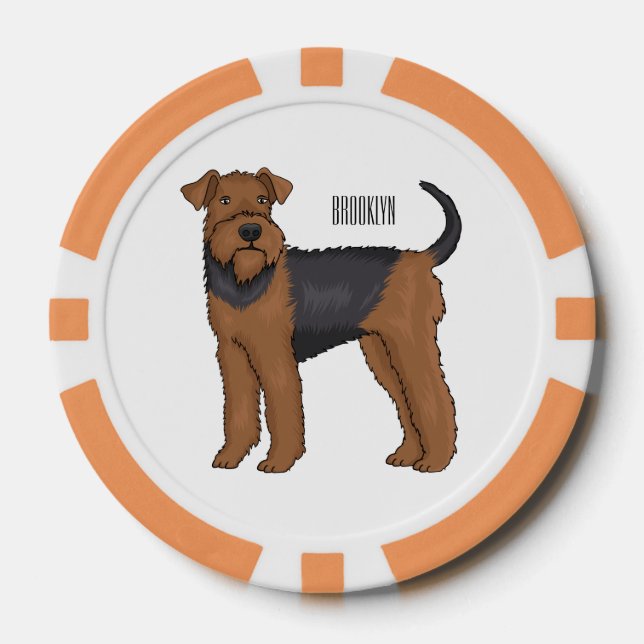 Fichas De Póquer Ilustracion de personalizado de perro Airedale ter (Anverso)