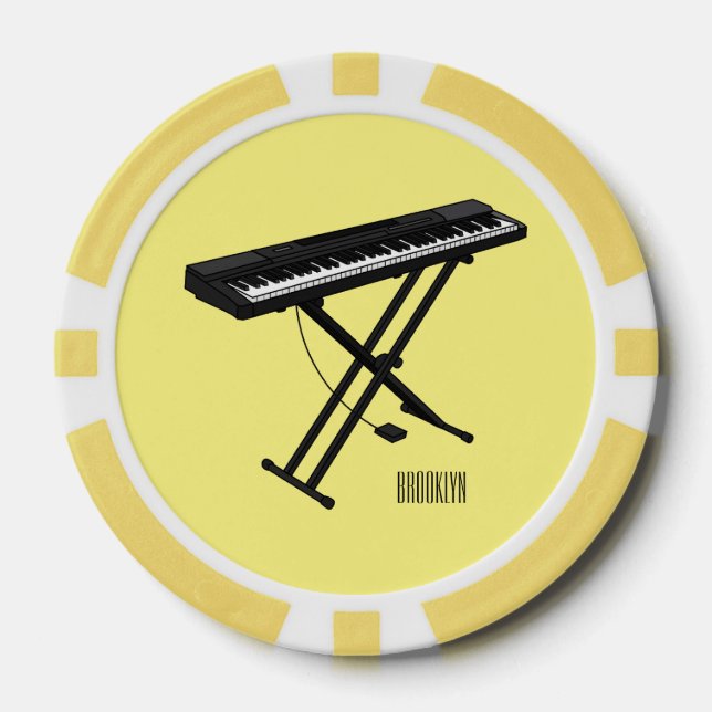 Fichas De Póquer Ilustracion de piano personalizado de teclado (Anverso)