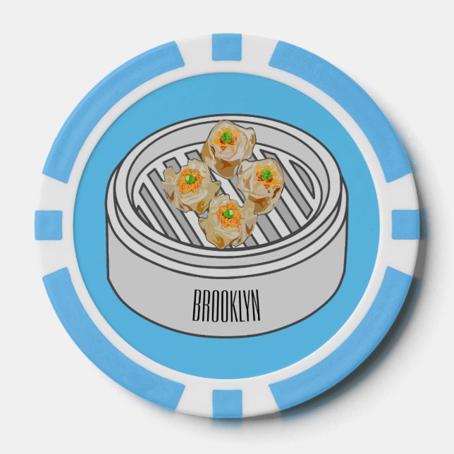 Fichas De Póquer Ilustracion de Shumai dim sum personalizado (Anverso)