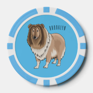 Fichas De Póquer Ilustracion del personalizado del perro del collie