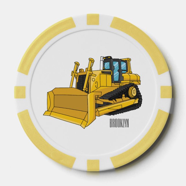 Fichas De Póquer Ilustracion personalizado Bulldozer (Anverso)