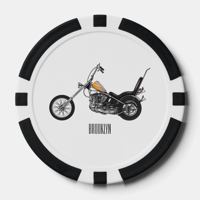 Fichas De Póquer Ilustracion personalizado Chopper Motorcycle 1950 (Anverso)