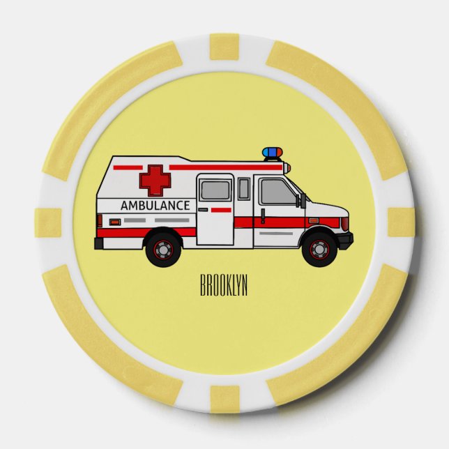Fichas De Póquer Ilustracion personalizado de ambulancia (Anverso)