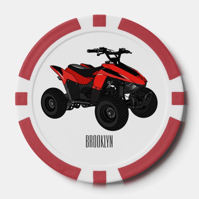 Fichas De Póquer Ilustracion personalizado de atv de cuatro bicicle (Anverso)