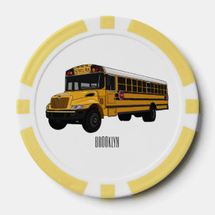 Fichas De Póquer Ilustracion personalizado de autobús escolar