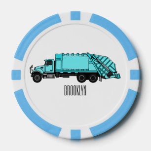 Fichas De Póquer Ilustracion personalizado de camión de basura