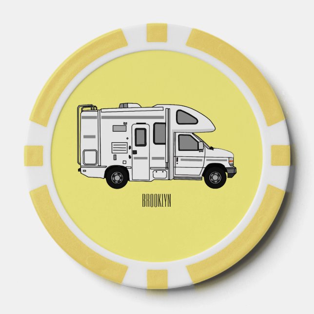 Fichas De Póquer Ilustracion personalizado de Campervan (Anverso)