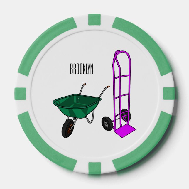 Fichas De Póquer Ilustracion personalizado de carretillas y carrito (Anverso)