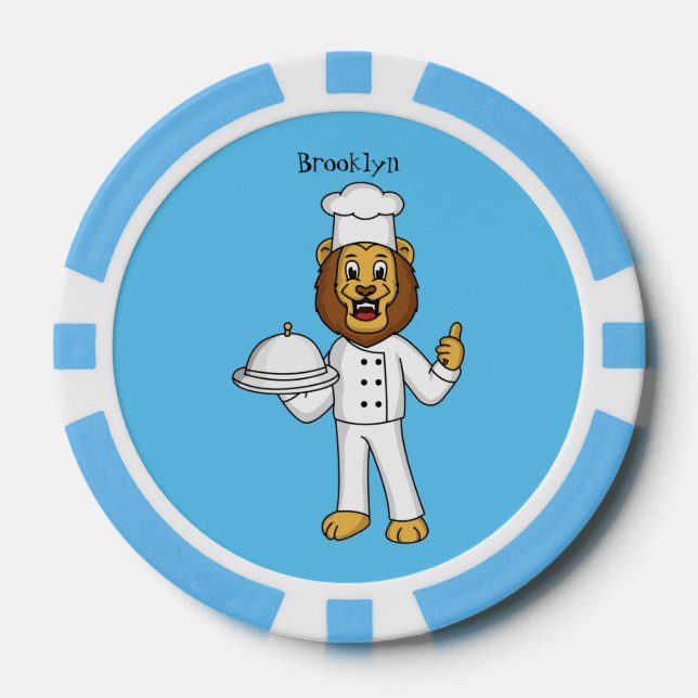 Fichas De Póquer Ilustracion personalizado de chef de un bonito leó (Anverso)