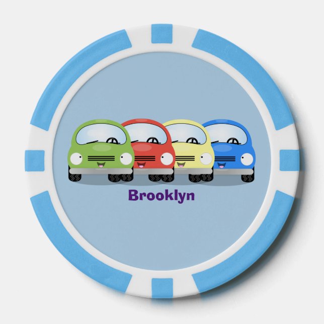 Fichas De Póquer Ilustracion personalizado de coches Cute kawaii (Anverso)