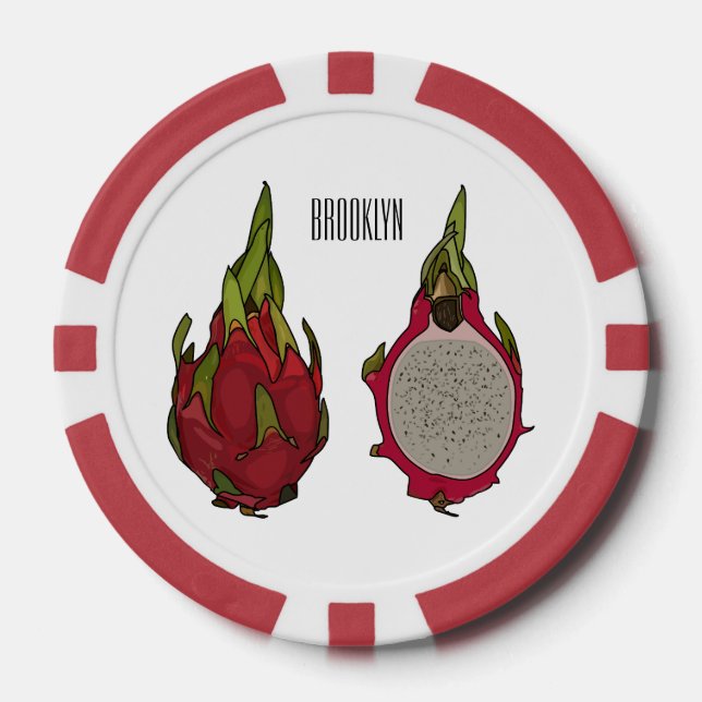 Fichas De Póquer Ilustracion personalizado de fruta dragón (Anverso)