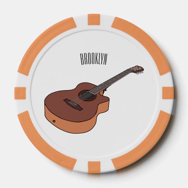 Fichas De Póquer Ilustracion personalizado de guitarra acústica (Anverso)