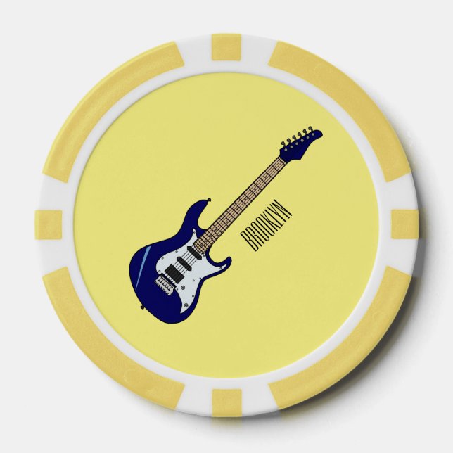 Fichas De Póquer Ilustracion personalizado de guitarra eléctrica (Anverso)