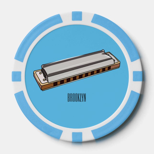 Fichas De Póquer Ilustracion personalizado de Harmonica (Anverso)