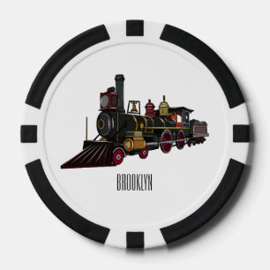 Fichas De Póquer Ilustracion personalizado de locomotora de vapor
