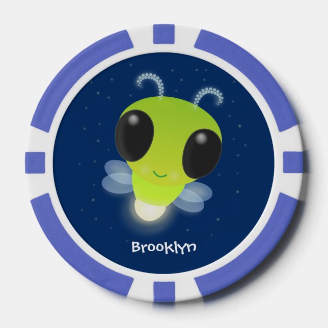 Fichas De Póquer Ilustracion personalizado de luciérnaga con brillo (Anverso)