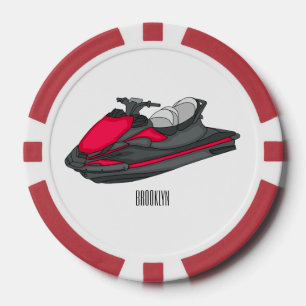 Fichas De Póquer Ilustracion personalizado de moto acuática