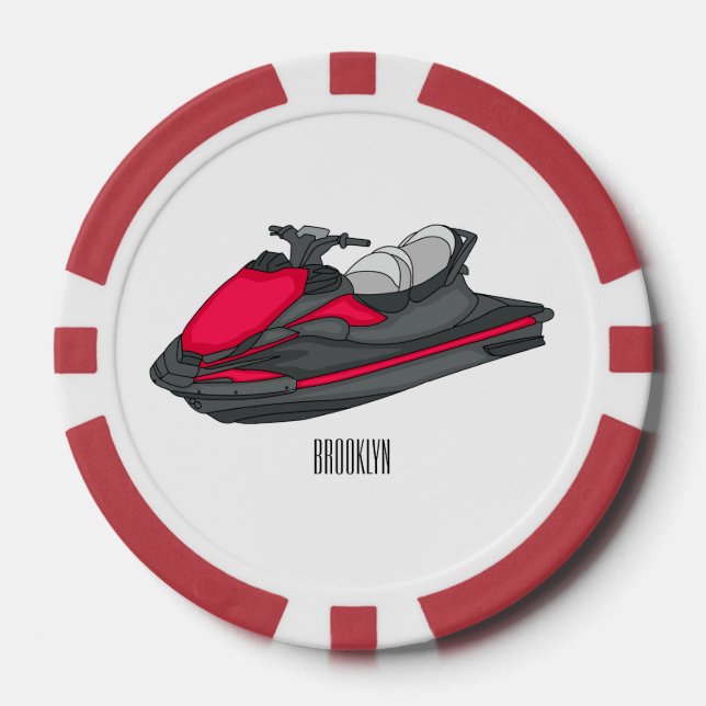 Fichas De Póquer Ilustracion personalizado de moto acuática (Anverso)