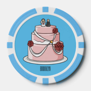 Fichas De Póquer ilustracion personalizado de pastel boda