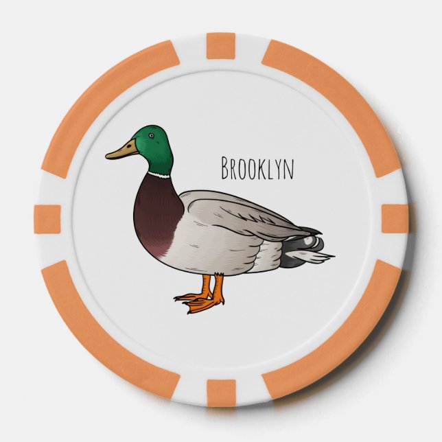 Fichas De Póquer Ilustracion personalizado de pato mallard (Anverso)