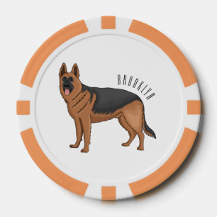 Fichas De Póquer Ilustracion personalizado de perro pastor alemán