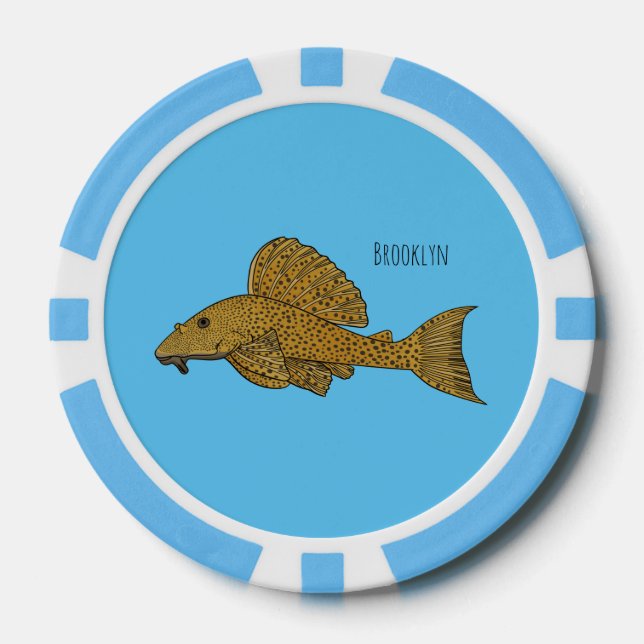 Fichas De Póquer Ilustracion personalizado de pescado Pleco (Anverso)