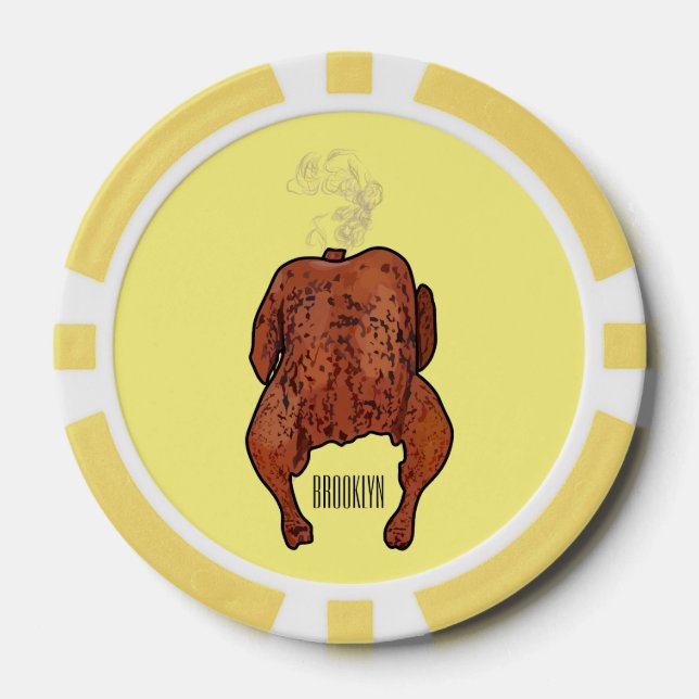 Fichas De Póquer Ilustracion personalizado de pollo asado (Anverso)
