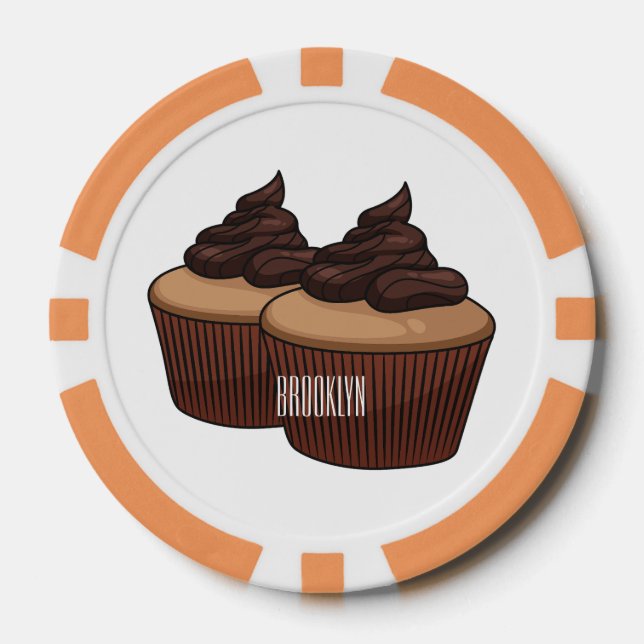 Fichas De Póquer Ilustracion personalizado de tarta (Anverso)