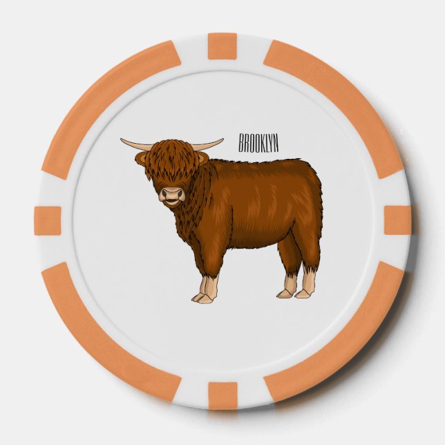 Fichas De Póquer Ilustracion personalizado de vaca de Highland (Anverso)