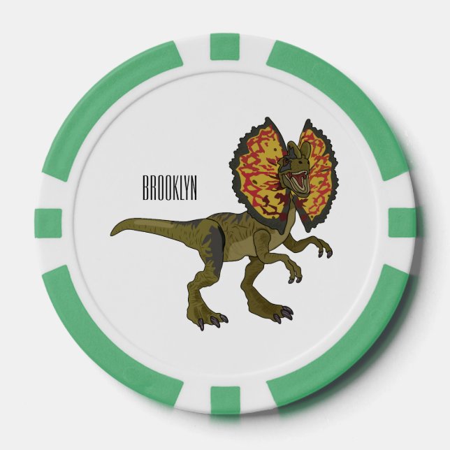 Fichas De Póquer Ilustracion personalizado Dilophosaurus (Anverso)