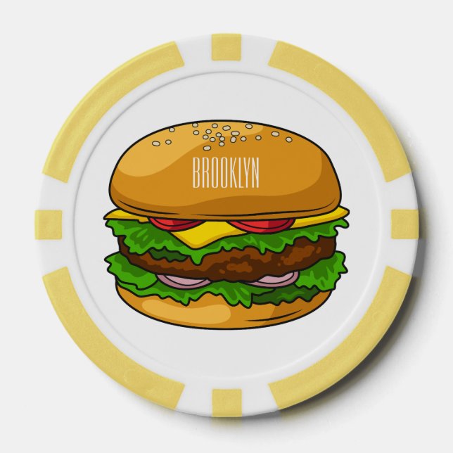 Fichas De Póquer Ilustracion personalizado Hamburger (Anverso)