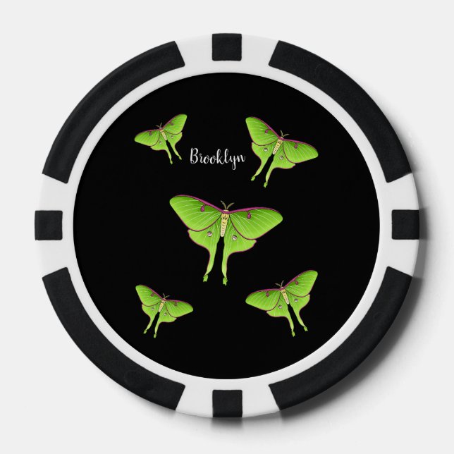 Fichas De Póquer Ilustracion personalizado Luna Moth (Anverso)