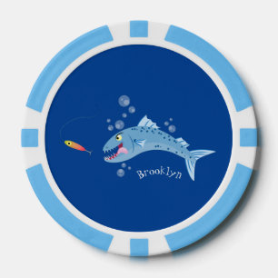 Fichas De Póquer Ilustracion personalizado pescador hambriento de b