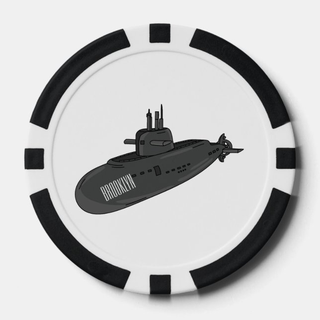Fichas De Póquer Ilustracion personalizado submarino (Anverso)