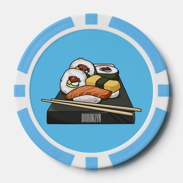 Fichas De Póquer Ilustracion personalizado Sushi (Anverso)
