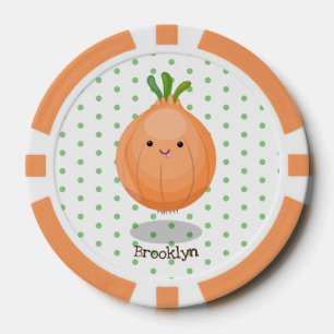 Fichas De Póquer Ilustracion personalizado verde de cebolla marrón