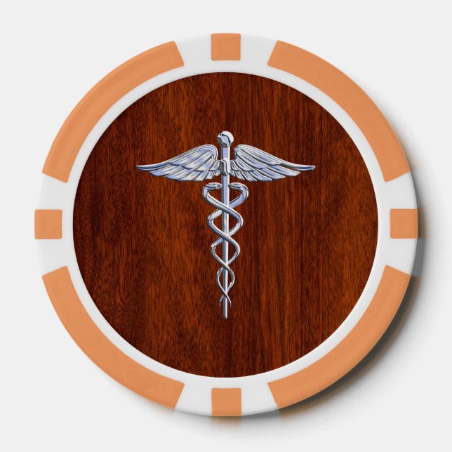 Fichas De Póquer Imagen cromada como símbolo médico de Caduceus Imp (Anverso)