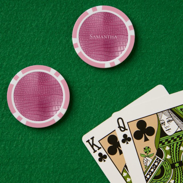 Fichas De Póquer Impresión animal de caimán falso rosa (Mesa de Poker (Doble))