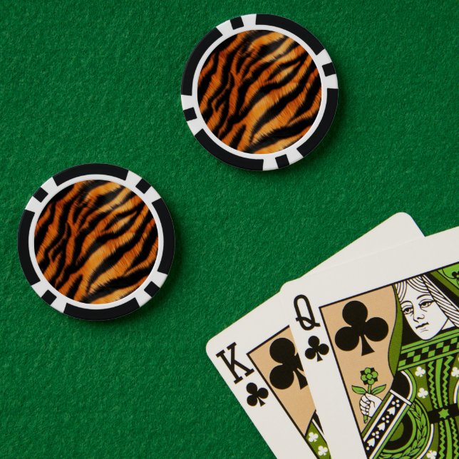 Fichas De Póquer Impresión animal de tigres negros naranja (Mesa de Poker (Doble))